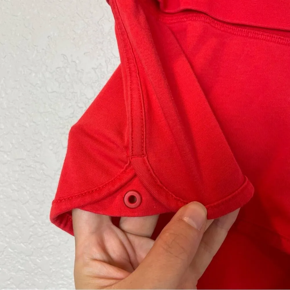 NIKE Low Rise Bright Red/Orange Short Shorts with Rollover Waist Size L - Image 3