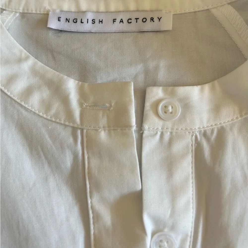 English Factory Anthropologie White Puff Sleeve Tiered Midi Dress Small AK105D - Image 13