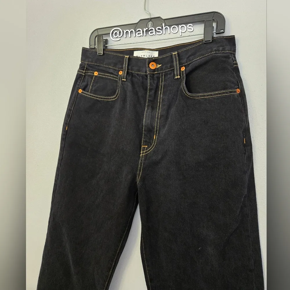 Slvrlake London High Rise Straight Jeans in Night Flight Black Size 31 - Image 5