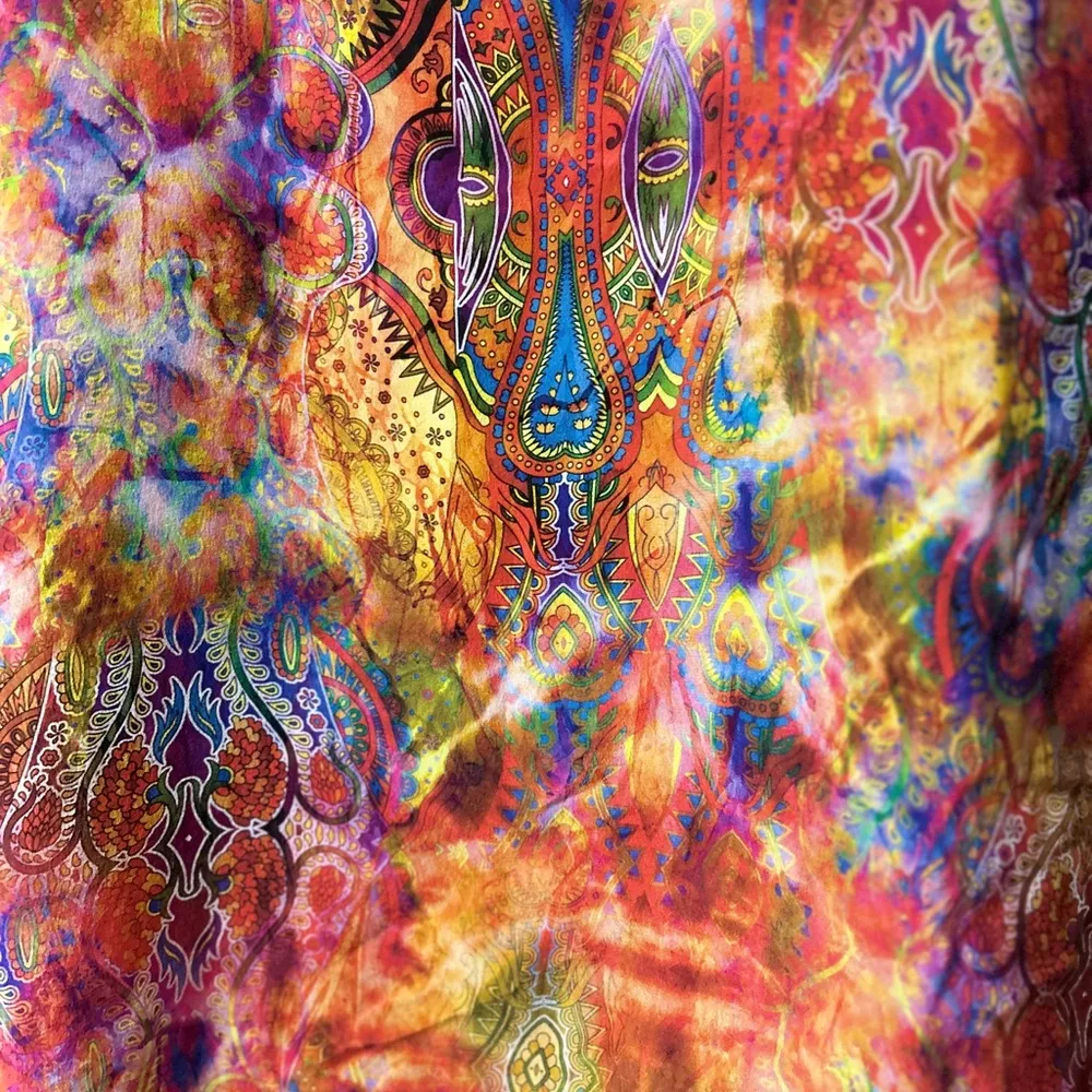 Women’s Tianello Multicolor Paisley kaftan Top 100% silk size‎ medium Red - Image 8