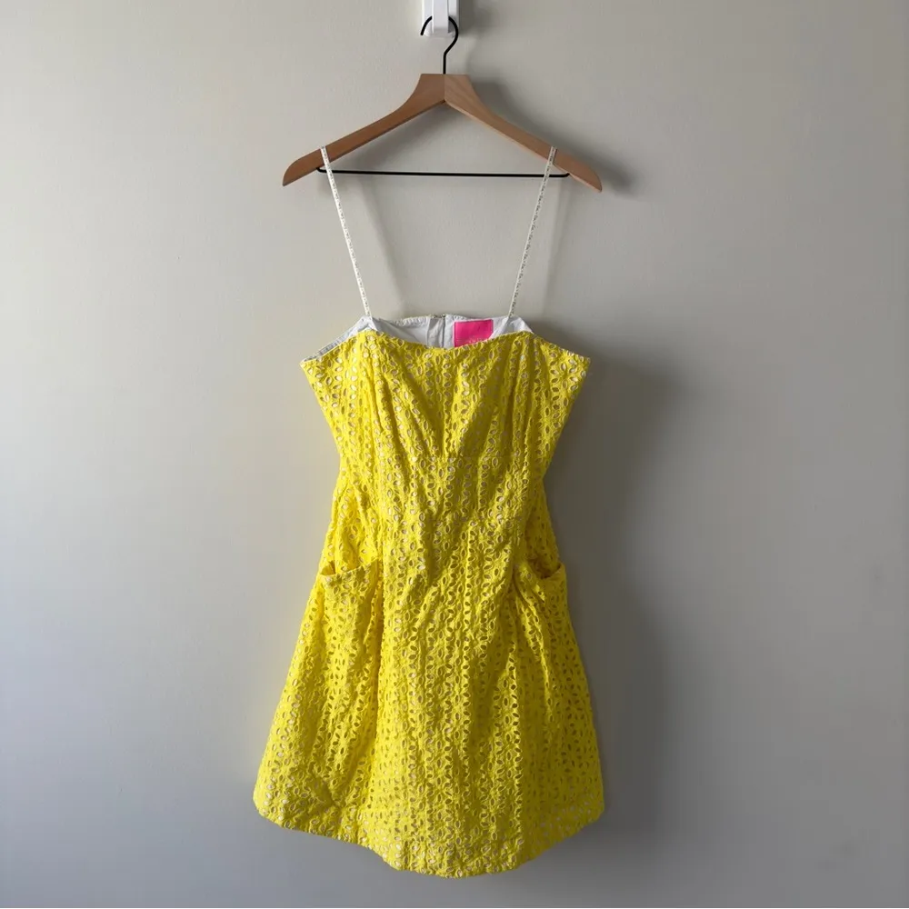Lilly Pulitzer Yellow Blossom Dress Pineapple Juice strapless floral lined zip - Image 2