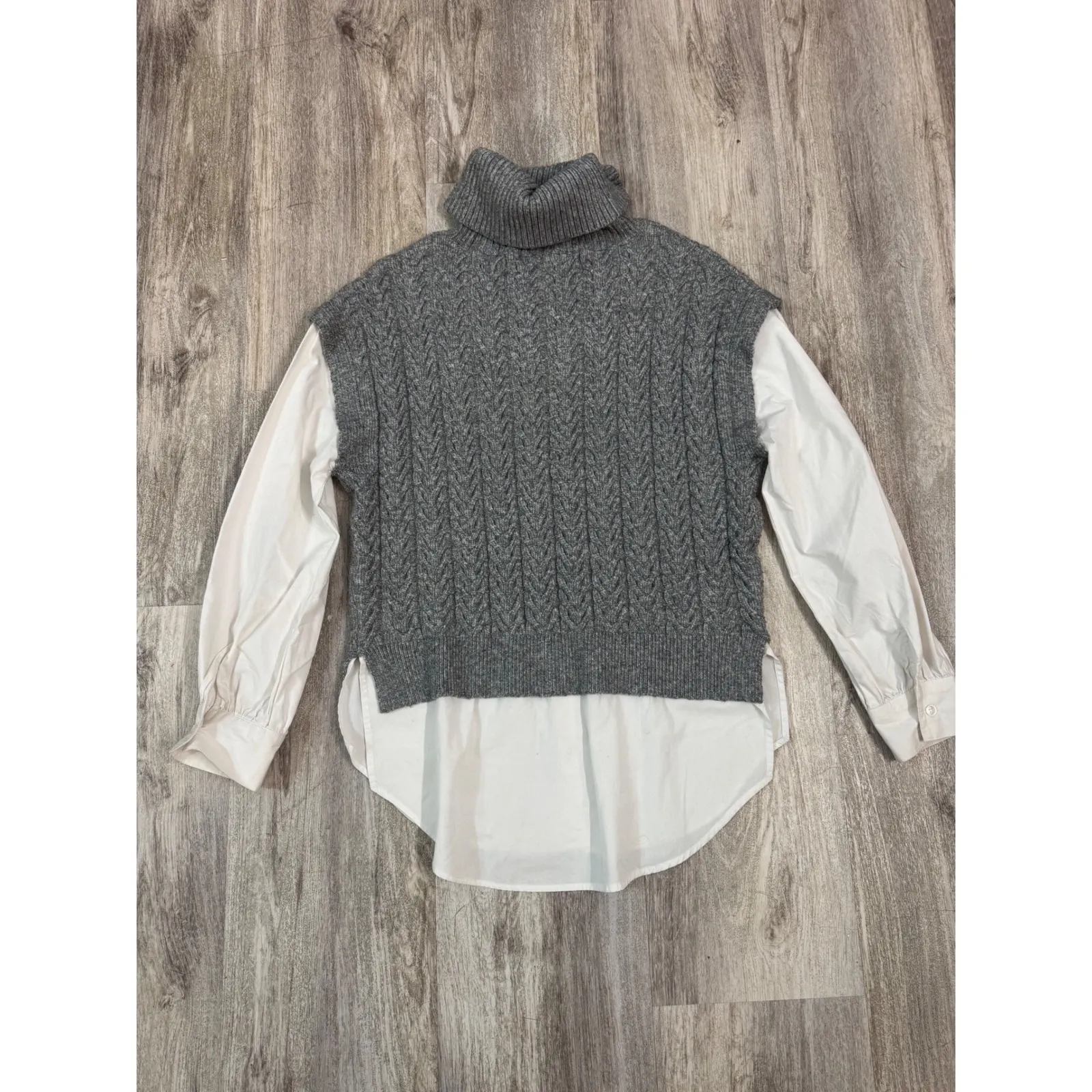 525 America - Sofia Twofer Cable Vest Tunic Sweater Size M - Image 3