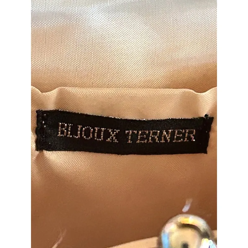 Bijoux Terner Beaded Sequin Evening Bag Champagne Gold Satin Purse Y2K - Image 6