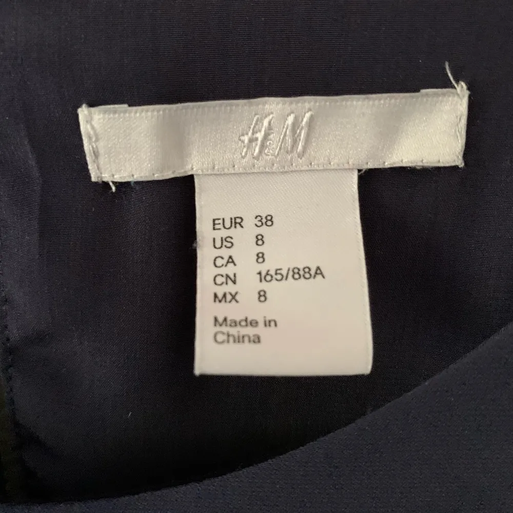 H&M Navy Blue Long-Sleeved Blouse with Bead Embellishments on Shoulders, Size M - Image 5