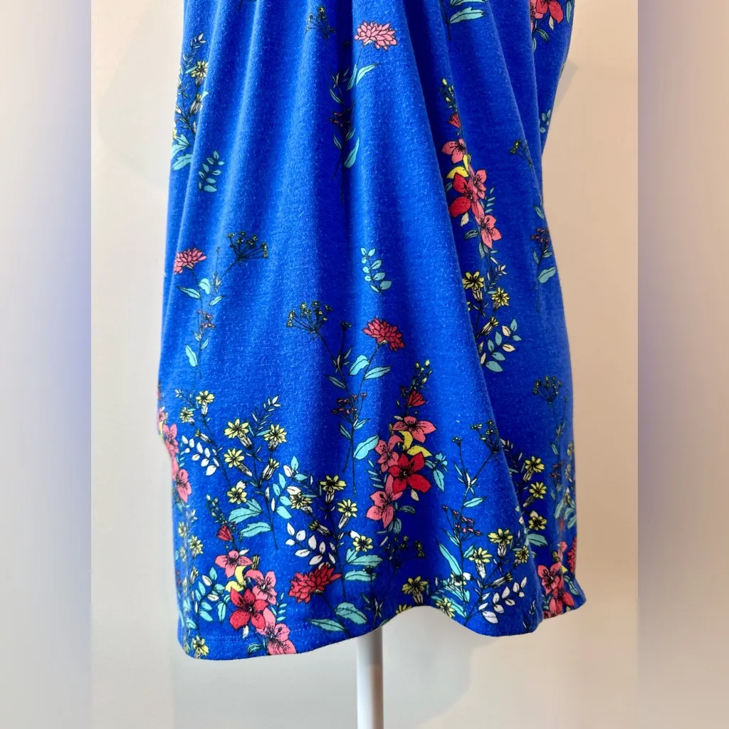 Fig and Flower Women’s Blue Floral Print Lace Back Short Sleeve Top Size M Size M - Image 6