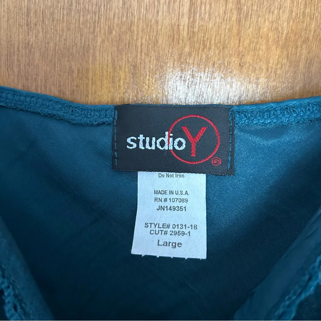 Vintage Teal Babydoll Slip Lace Beaded Cami Large Whimsigoth Fairy Y2K Glam - Image 8