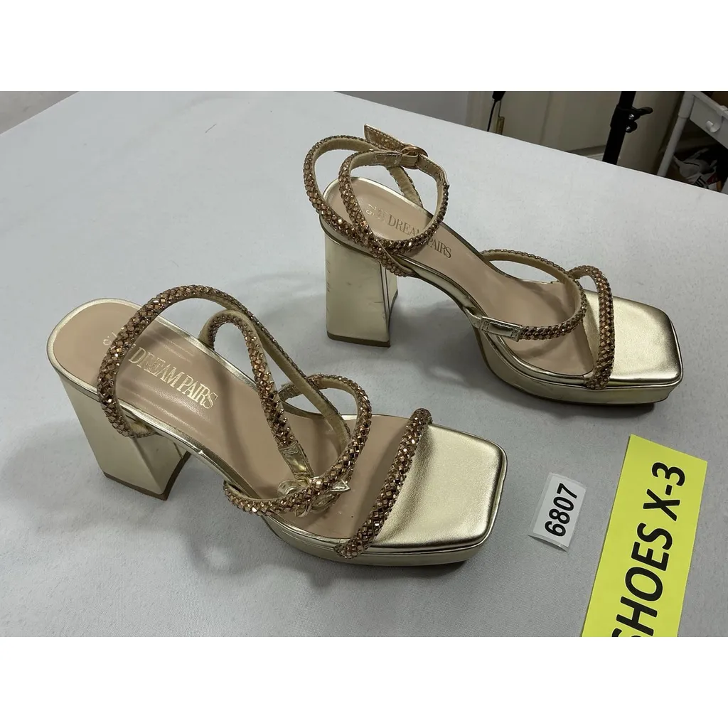 Womans Dream Pairs Platform Strappy Sandals Size 7.5 Gold/rose Gold Studs - Image 2