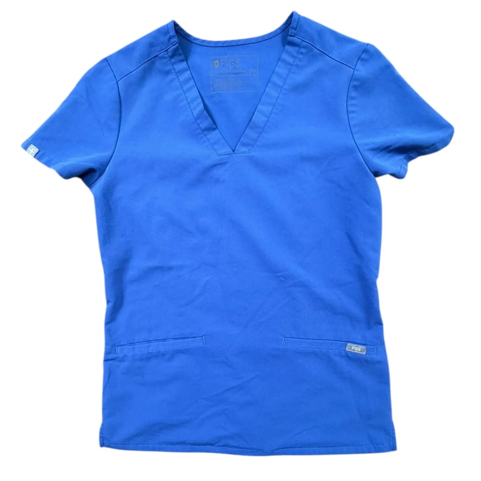 FIGS Casma Three Pocket Scrub Top XXS Denim Blue Teal Technical - Image 2
