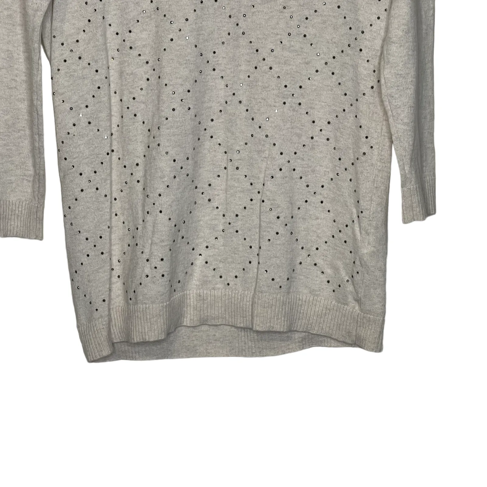 Gap Sweater Size Small Oatmeal Heather With Beaded Diamond Pattern Womens‎ - Image 4