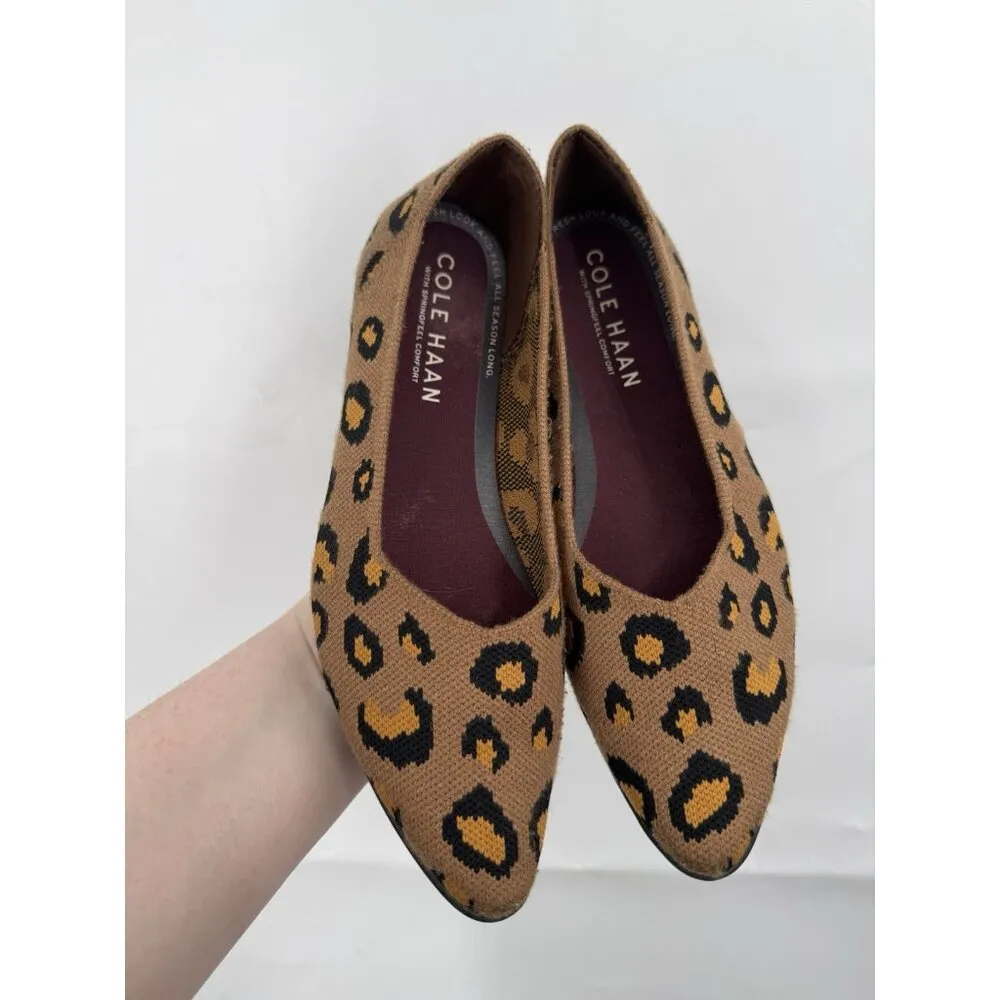 Cole Haan Springfeel Skimmer Animal Print Flat Women 6.5B Brown Pointed Toe - Image 3