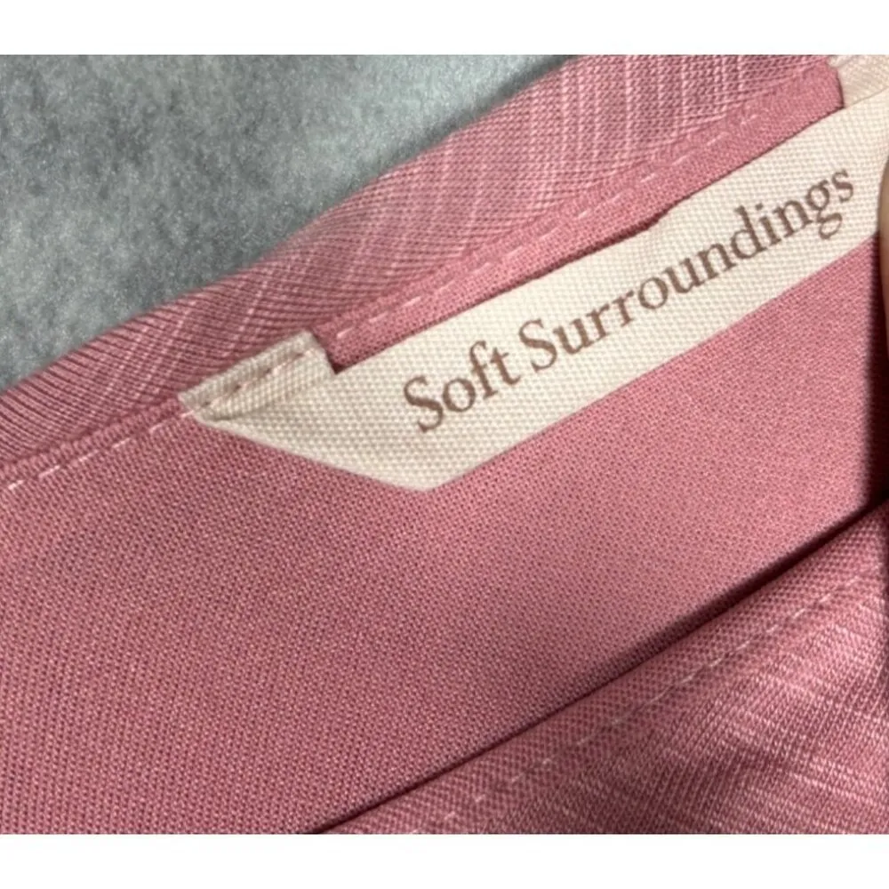 Soft Surroundings Pink Ruffle‎ V-Neck Maxi Dress S Casual Beachy - Image 4