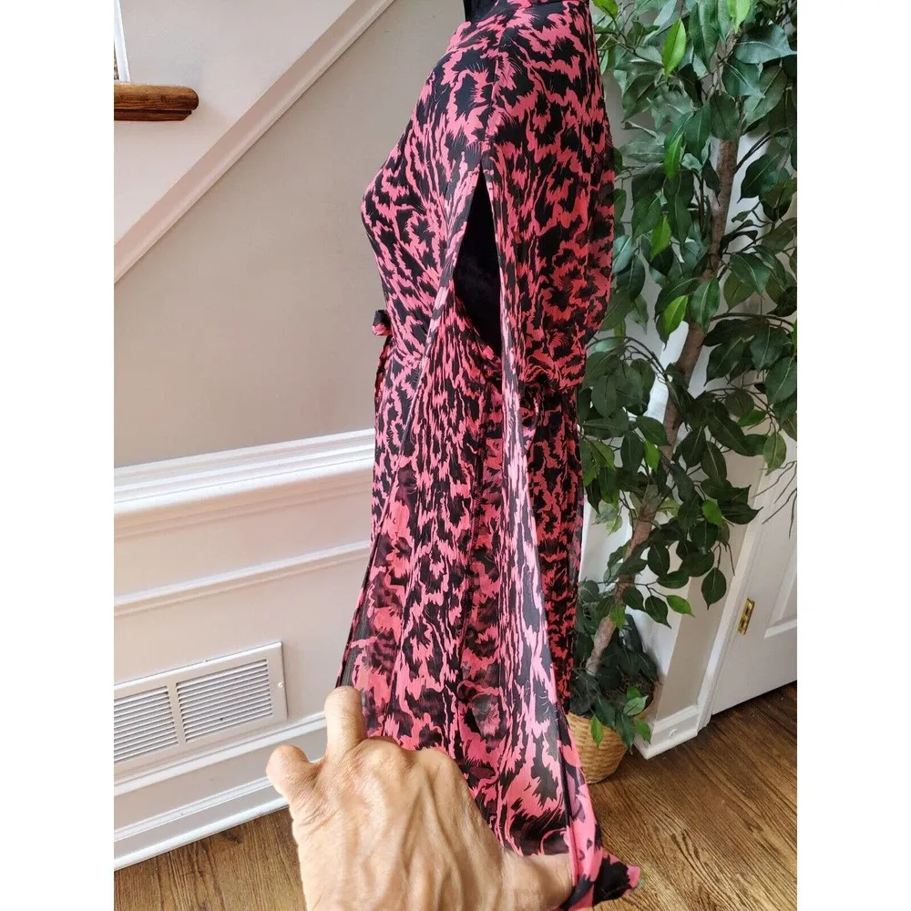 Venus Women's Pink & Black Polyester Long Sleeve Open Front Swimsuit Coverup 1X - Image 7