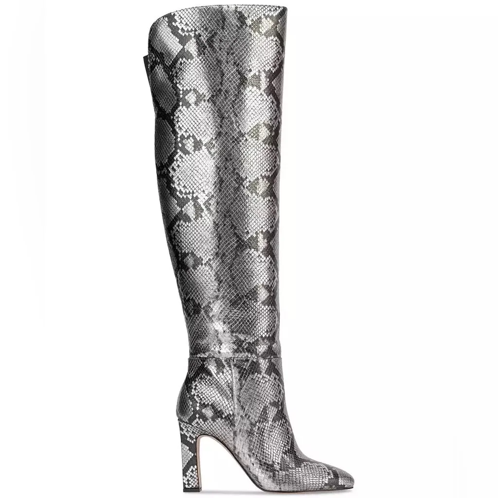 NEW Jessica Simpson Women's Mistia Over-The-Knee Boots In  Chrome Snake - Image 7