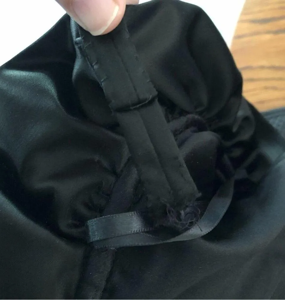 St John Size 2 Black Mini Evening Cocktail Dress Bow Ruffles Fancy Holiday FLAW - Image 6