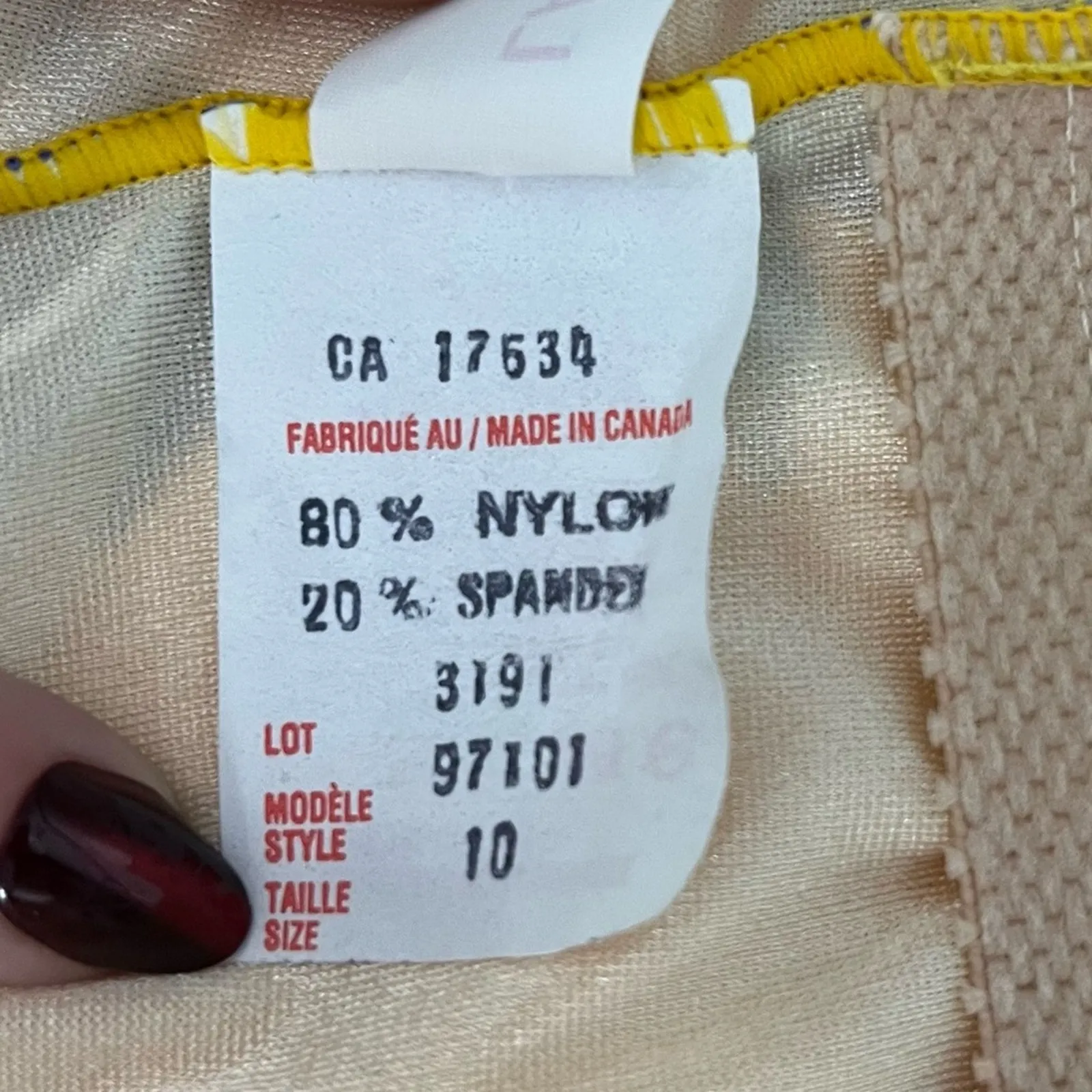 Vintage High Cut Leg 90s Y2K Floral One Piece Swimsuit La Plage Yellow Blue 10 - Image 4