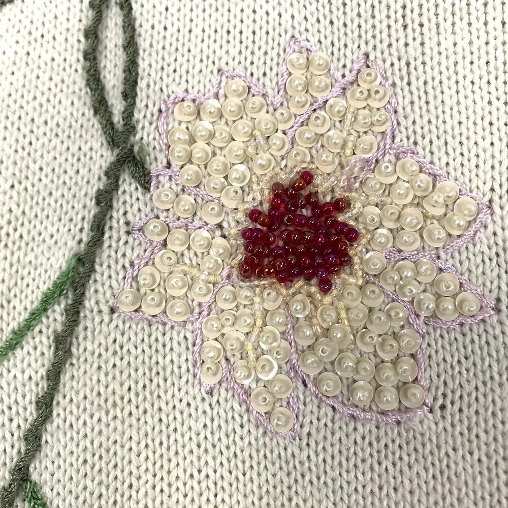 STORYBOOK KNITS VTG Embroidery Cardigan S Retro Western Beaded Oversize Boho Y2K - Image 6