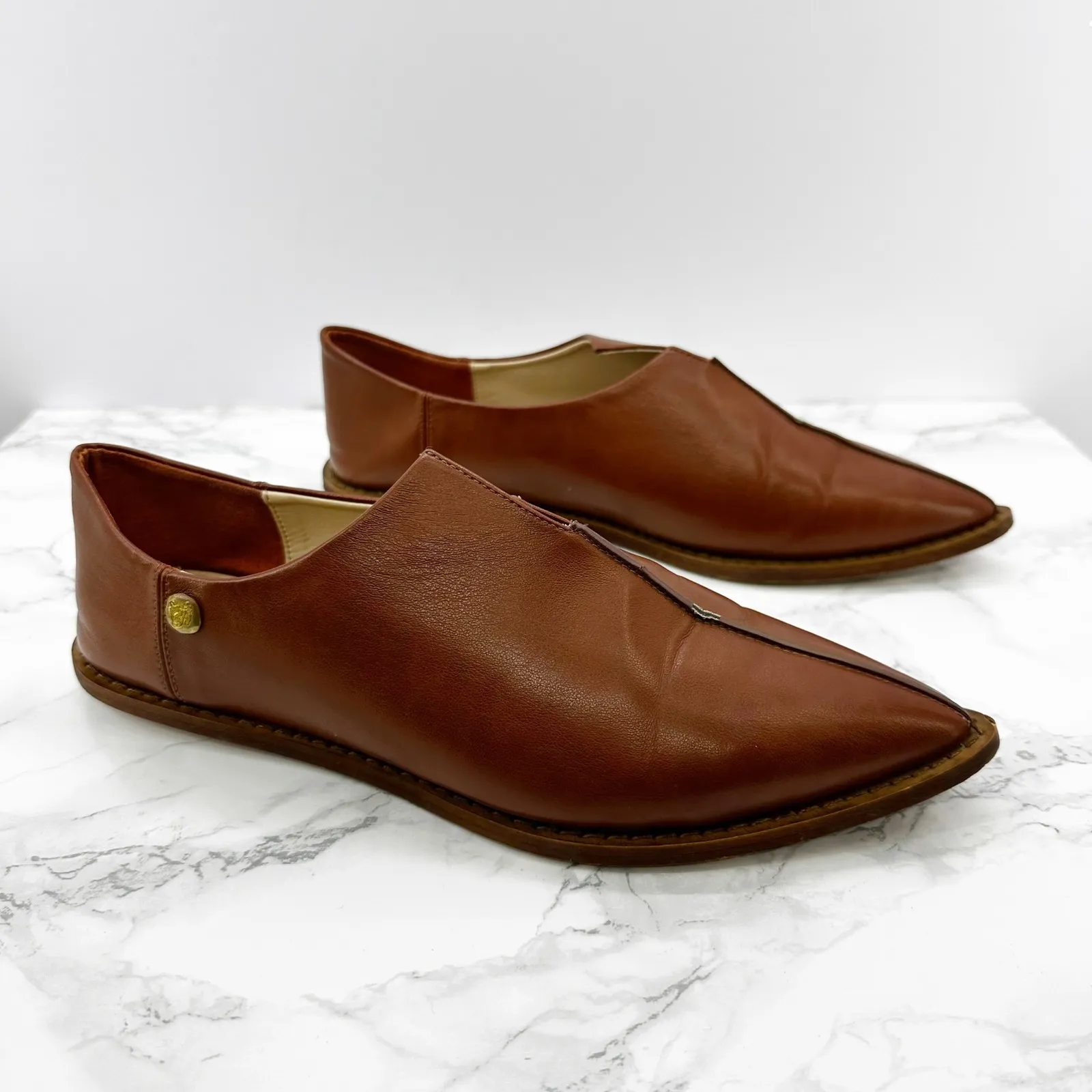 Taylor + Thomas Talitha Pointy Toe Flats Saddle Brown Collapsible Heel Womens 7 - Image 2