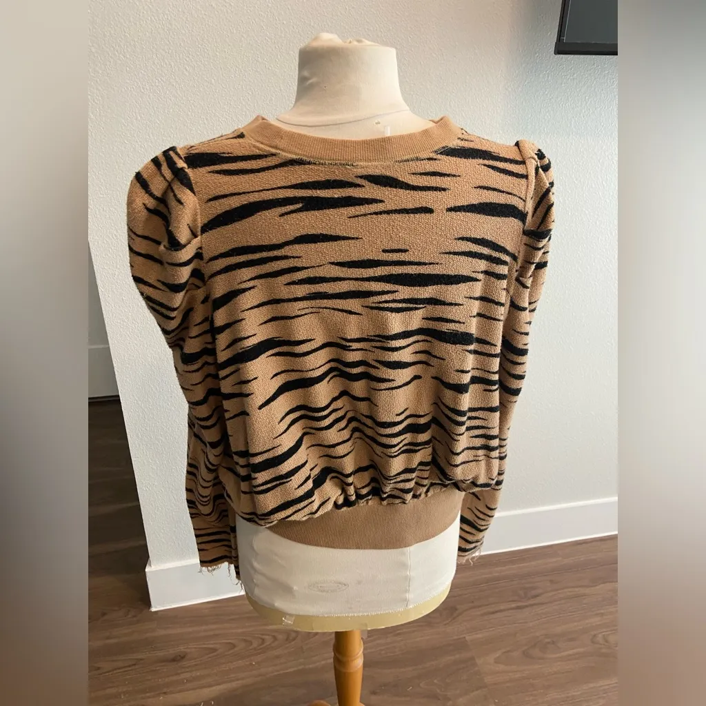 Free People Tiger Stripe Brown Women's Top - Image 2