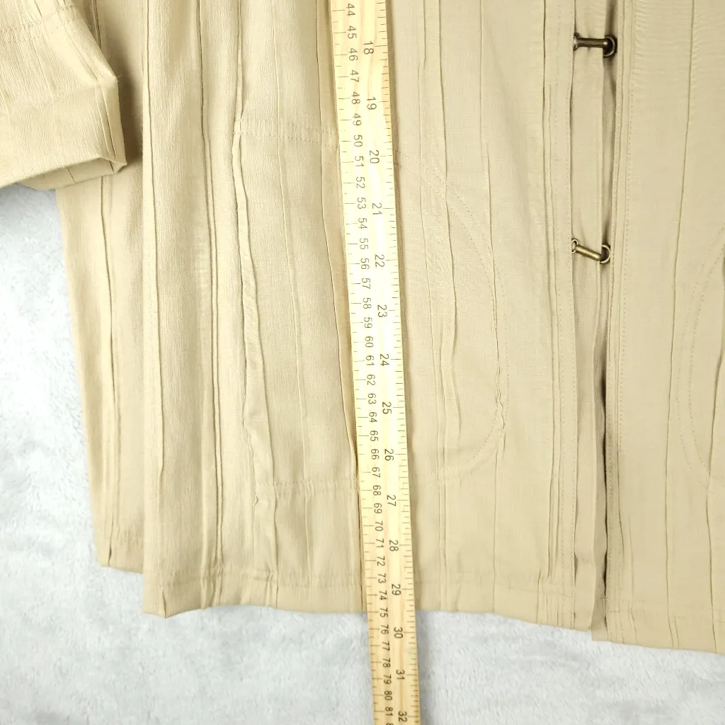 Citron Santa Monica Womens Jacket Top Bamboo Mandarin Collar Lagenlook Size 2X Tan - Image 6