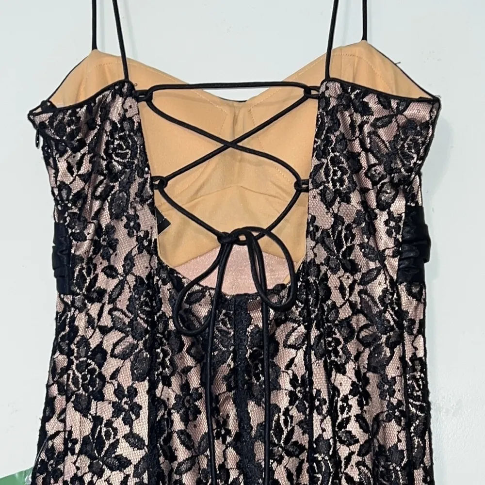 Jump Apparel size 5/6 junior black prom dress black lace overlay lace tie back - Image 3