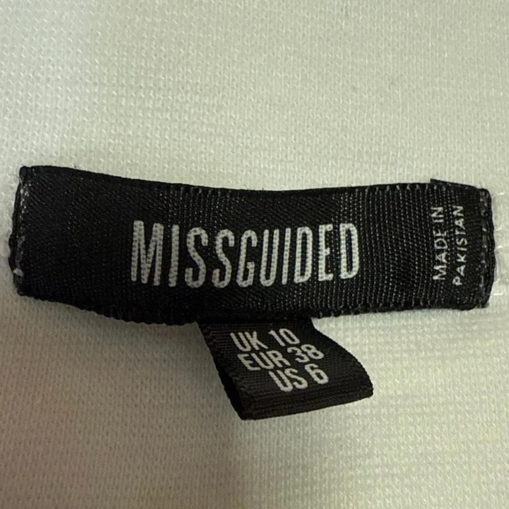 Missguided White Short Sleeve Collar V-Neck Cutout Tie Back Bodysuit Polo Top 6 - Image 4