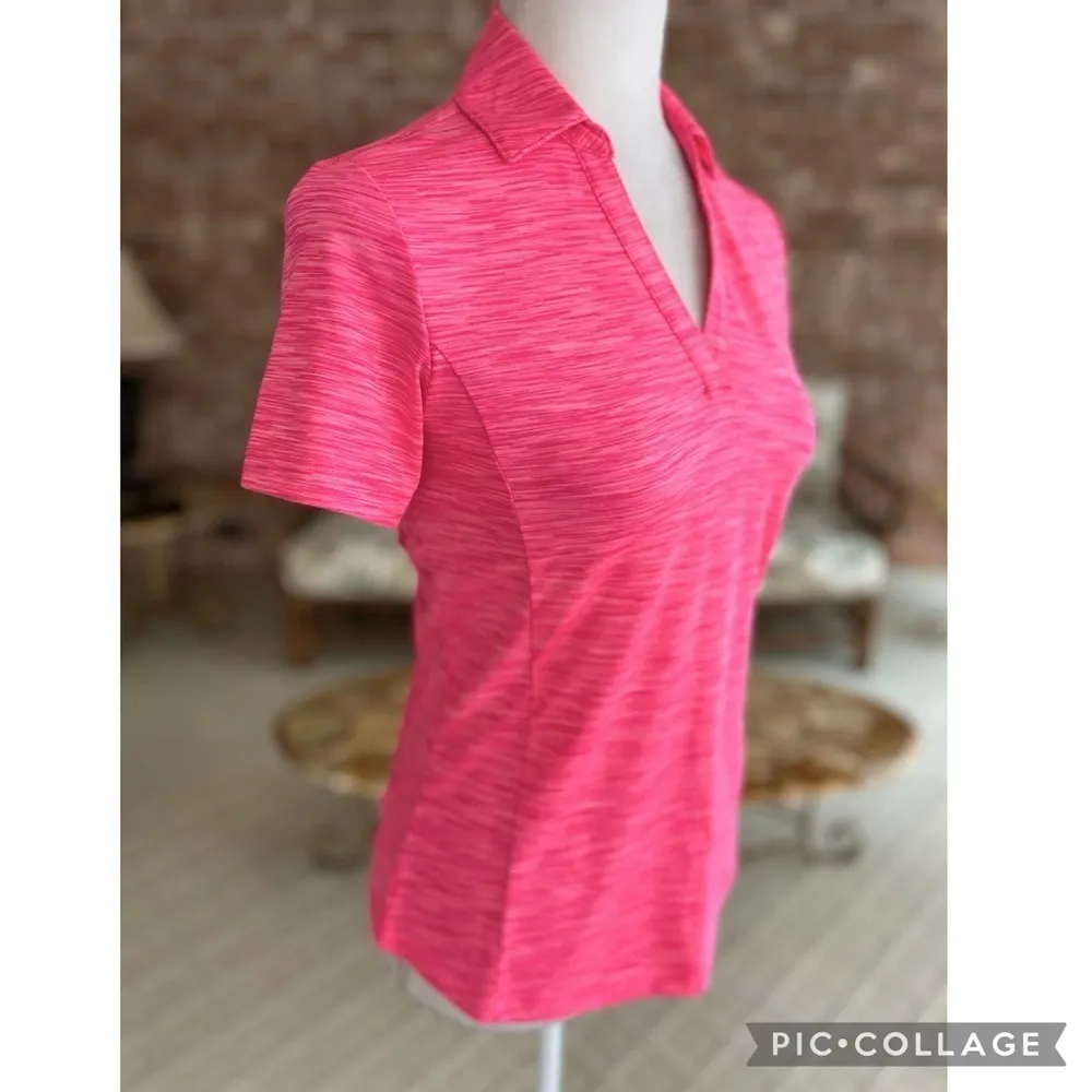 Lady Hagen Hot Pink Space Dye Heathered Golf Athletic Polo Shirt XS - Image 10