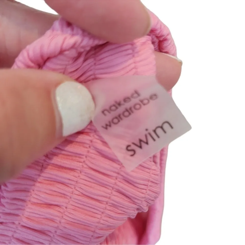 NWOT Naked Wardrobe Barbie Bubblegum Pink Smocked 2 Piece Bikini sz Large - Image 10
