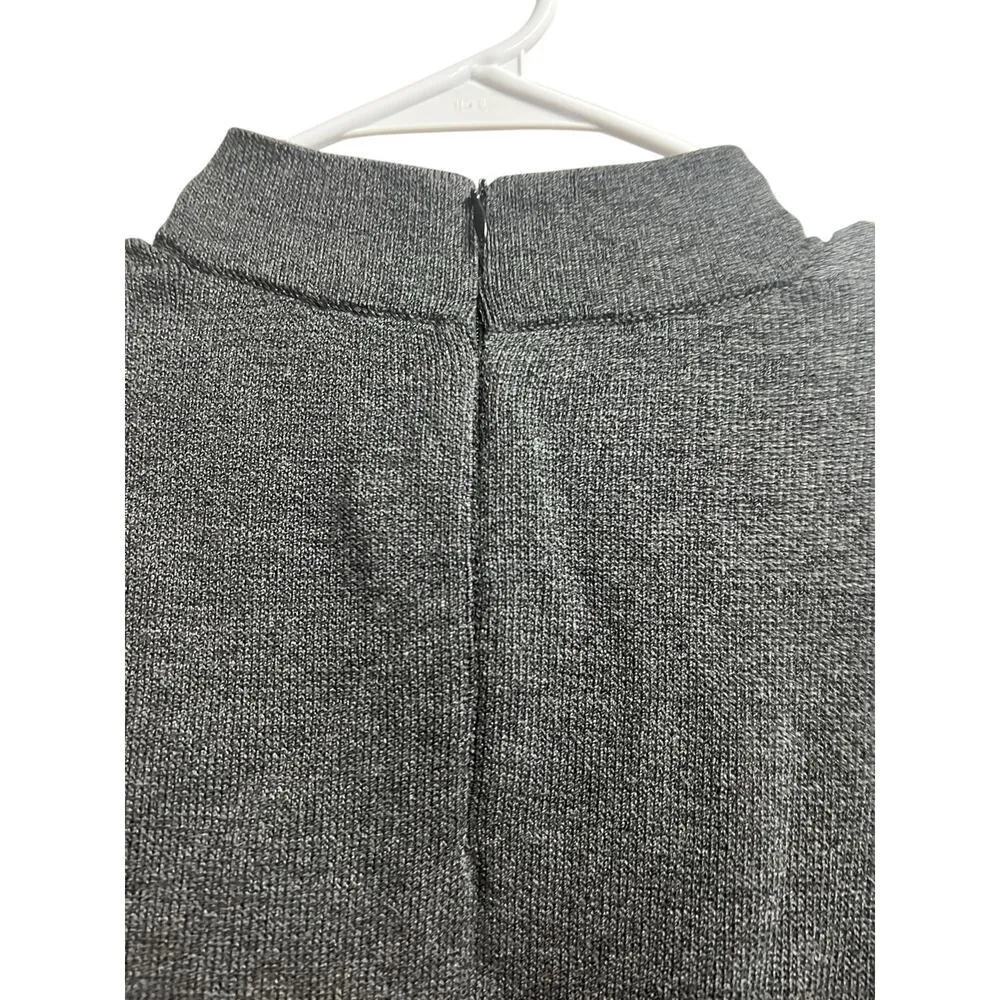 St. John Knit Mock Neck Top Back Zip Gray Medium - Image 7