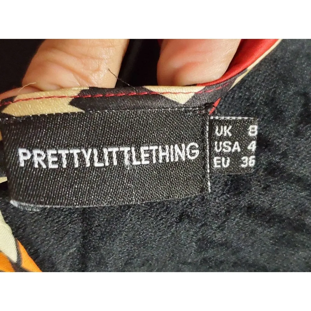 Pretty Little Thing Chocolate Brown Aztec Print Plunge Split Detail Top Dress 4 - Image 9