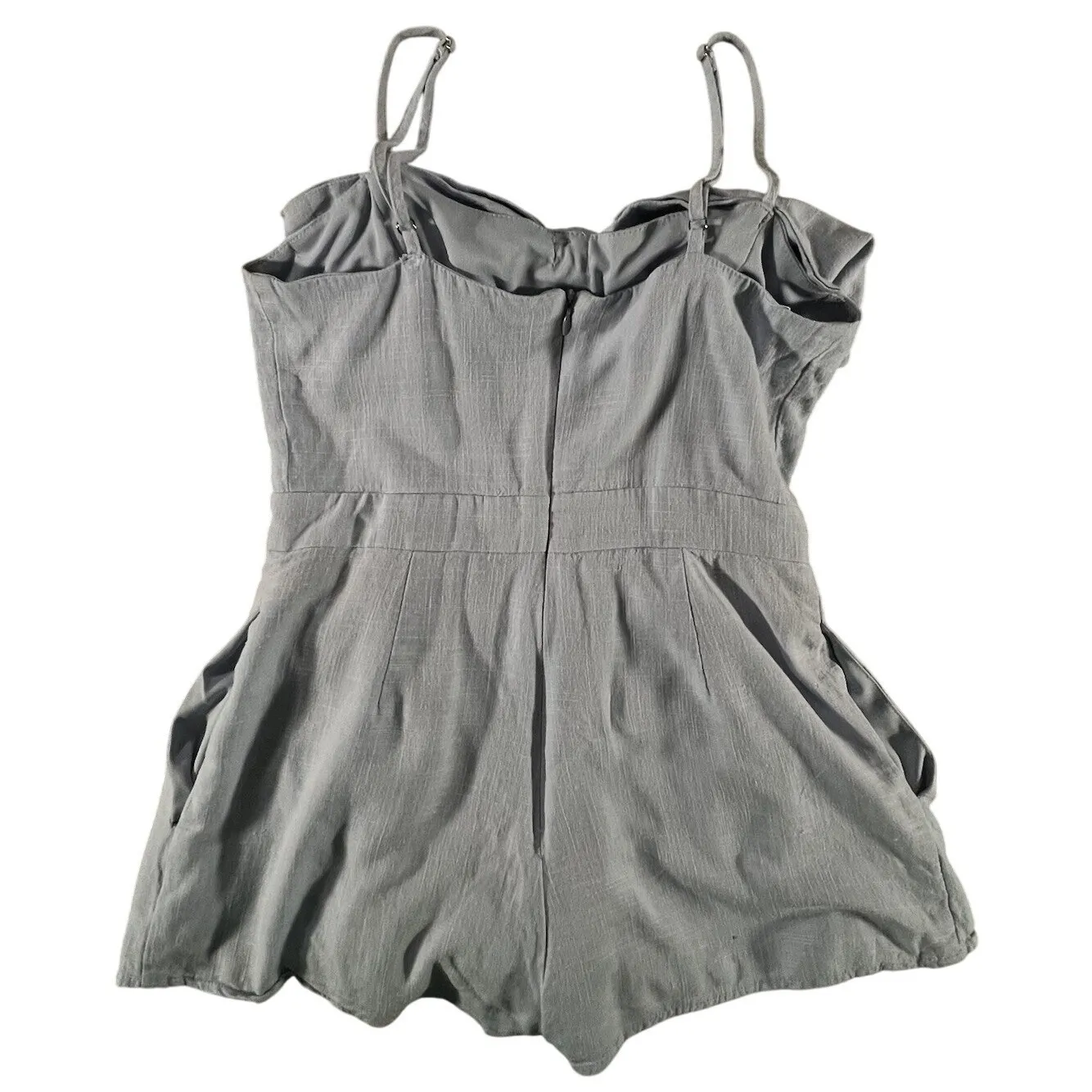 Altar'd State FR239L Romper‎ Small Light Blue Spaghetti Strap Zip Lined Cotton - Image 2