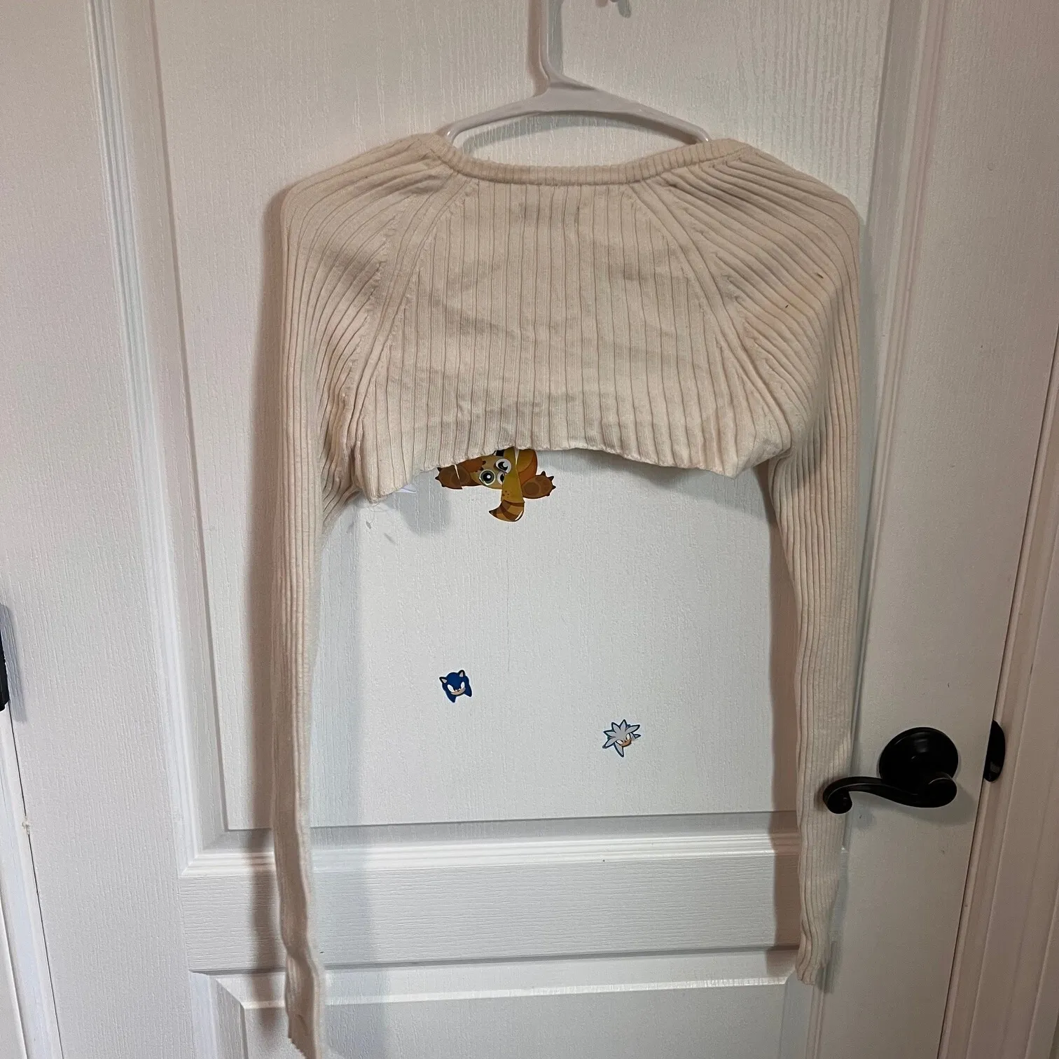 American Eagle Womens Ultra Cropped Bolero Cardigan‎ Open Front Beige Small NEW - Image 7