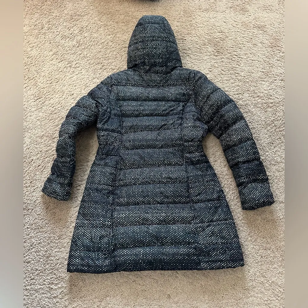 The North Face Womens Gotham Long Jacket Hooded Black Donegal Print Size M - Image 7