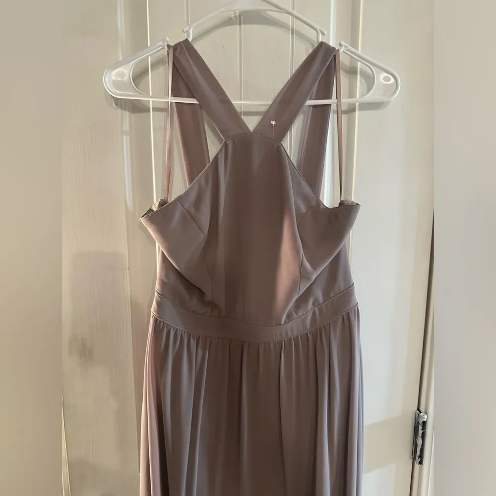 Tan Maxi Skirt Lightweight Material Elastic Waistband Purple Size M - Image 5