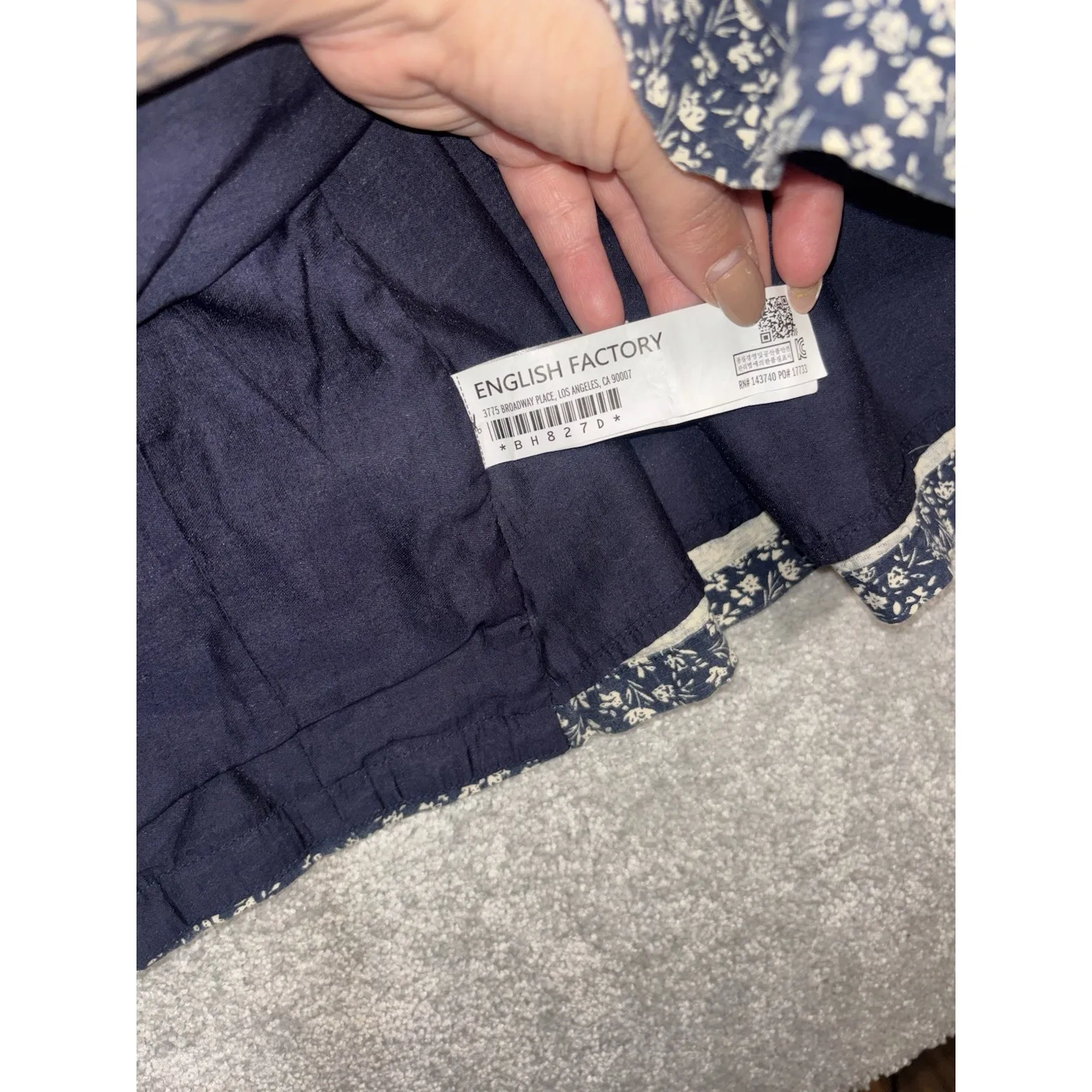 english factory printed‎ bustier dress linen blend sleeveless blue floral Medium - Image 7