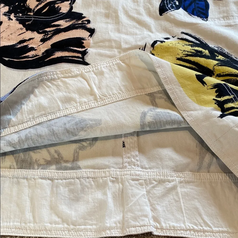 Anthropologie Maeve Rosny Midi Buckle Detail Cream Bold Floral Stretch Skirt 14 - Image 4