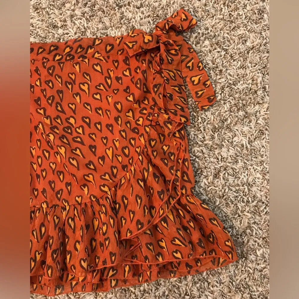 Urban Outfitters heart print, bow tie side, ruffle mini skirt - Image 5