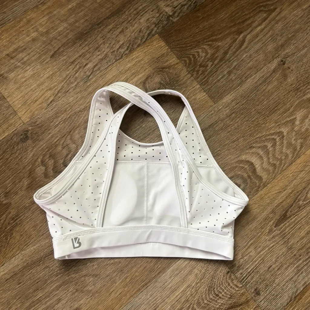 Buffbunny Allure Laser Cut Sports Bra – White Crisscross – Women’s XS w/pads - Image 3