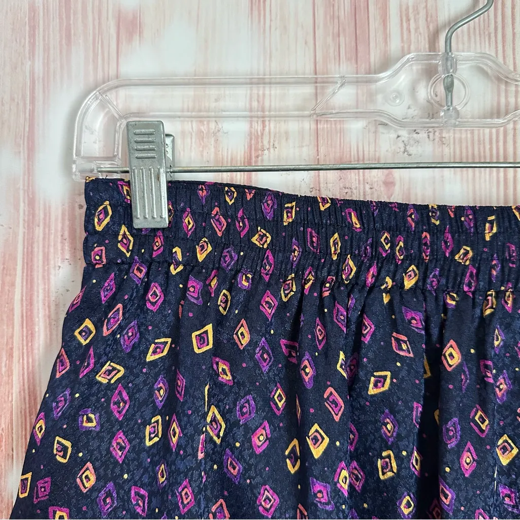 Vintage Breckenridge Petites Purple Geometric Patterned Pleated Midi Skirt Sz 8P - Image 6