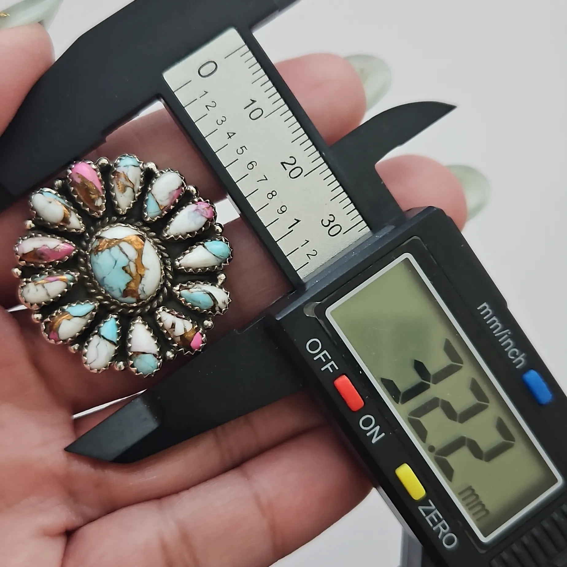 Cotton Candy Turquoise Flower Ring - Image 4