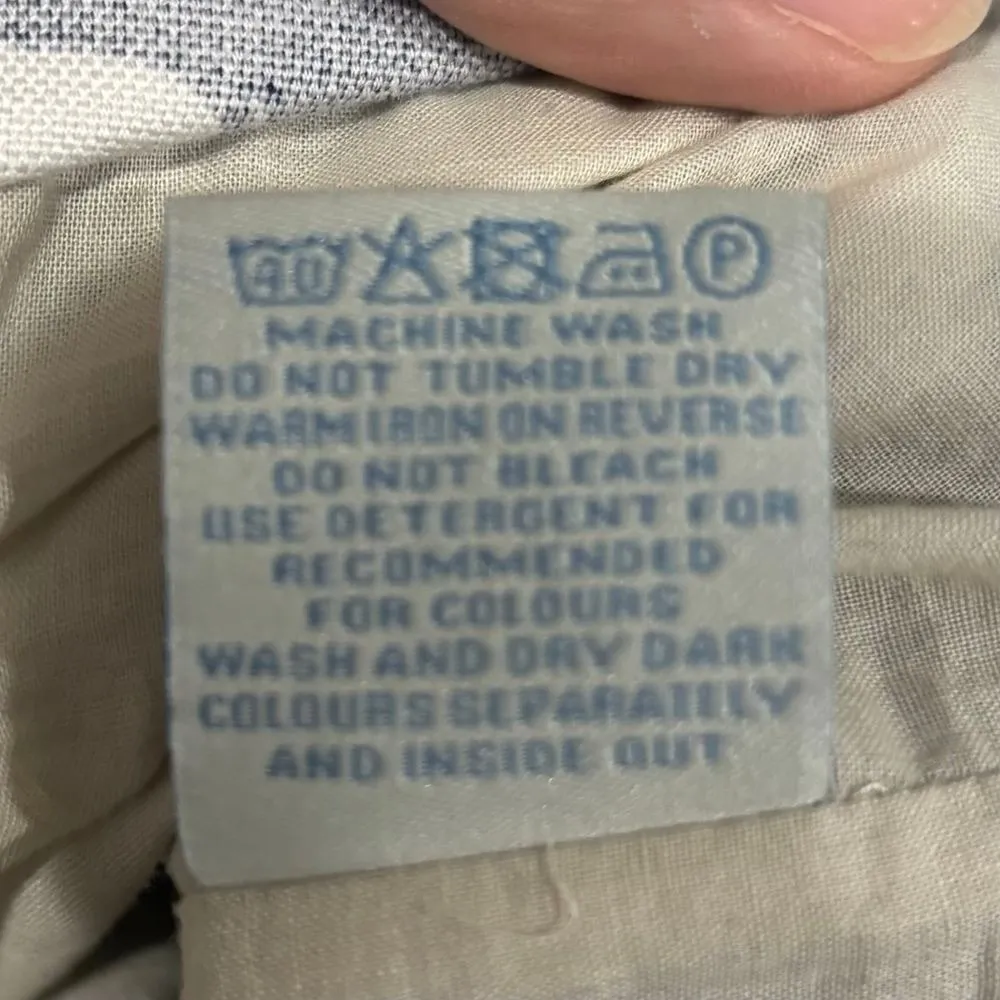 Boden Blue Circle Print Pencil Skirt 8 Long 8L Cotton Linen‎ Classic Preppy - Image 6