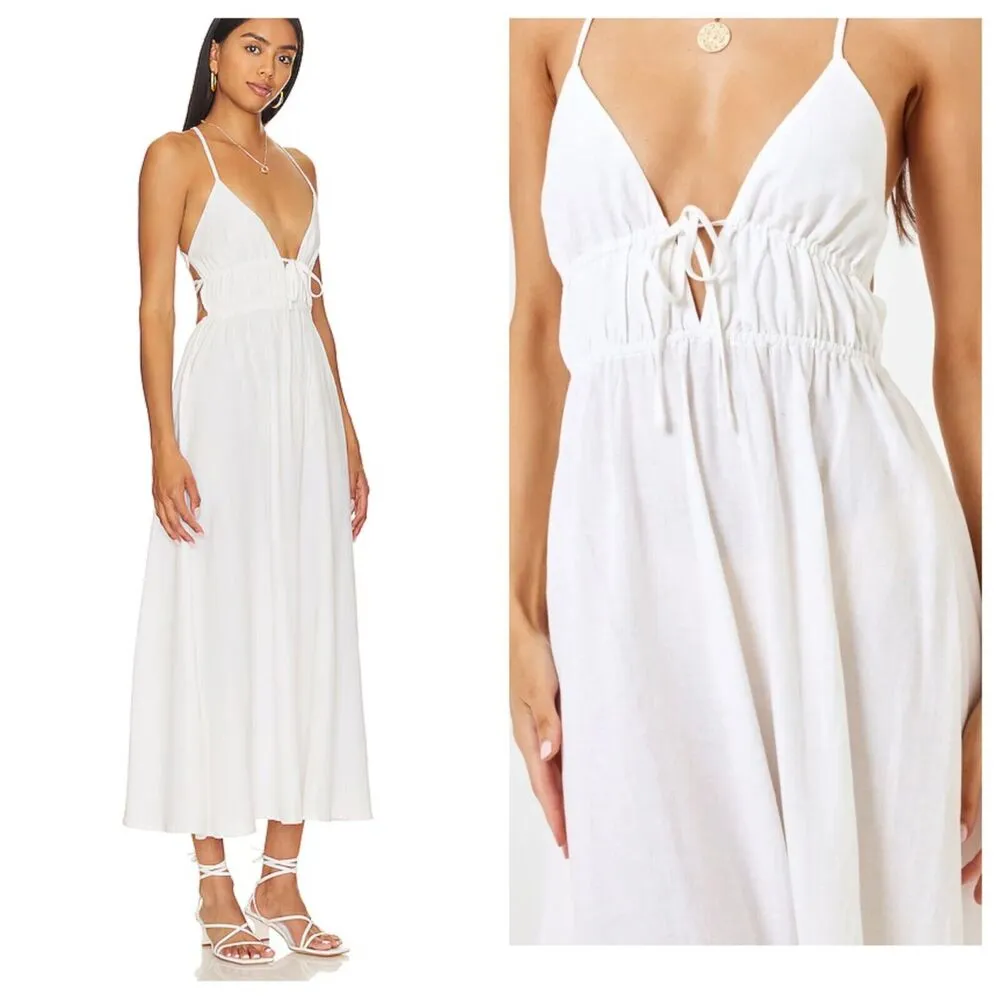 NEW L SPace Playa Vista Midi Dress Swimsuit Coverup White/Cream Sundress Large - Image 3