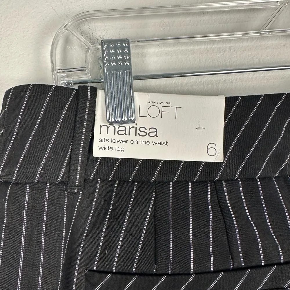 Loft Marisa Black Stripe Wide Leg Office Trouser Pants Women’s Sz 6 NWT - Image 6