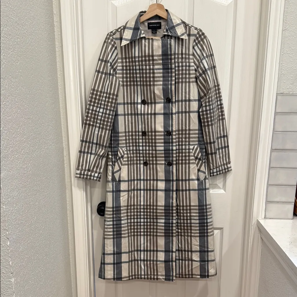 Something Navy  plaid trench coat - Image 2