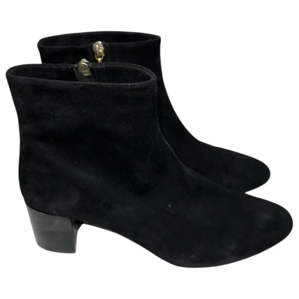 Calvin Klein Womens Size 41 10 Black Suede Lucite Block Heel Ankle Booties Boots - Image 7