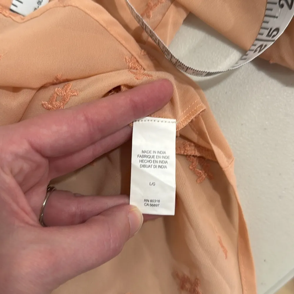 Lucky Brand Light Peach Blouse with Mandarin Collar and Relaxed Fit Size Lg EUC - Image 11