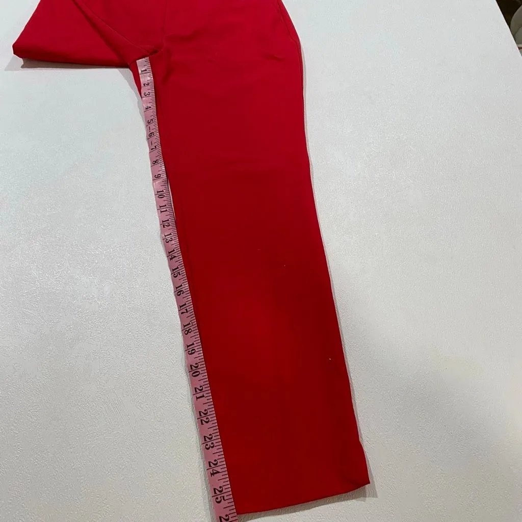 ZARA Red Straight Leg Dress Pants Size 2 High Rise Workwear - Image 6