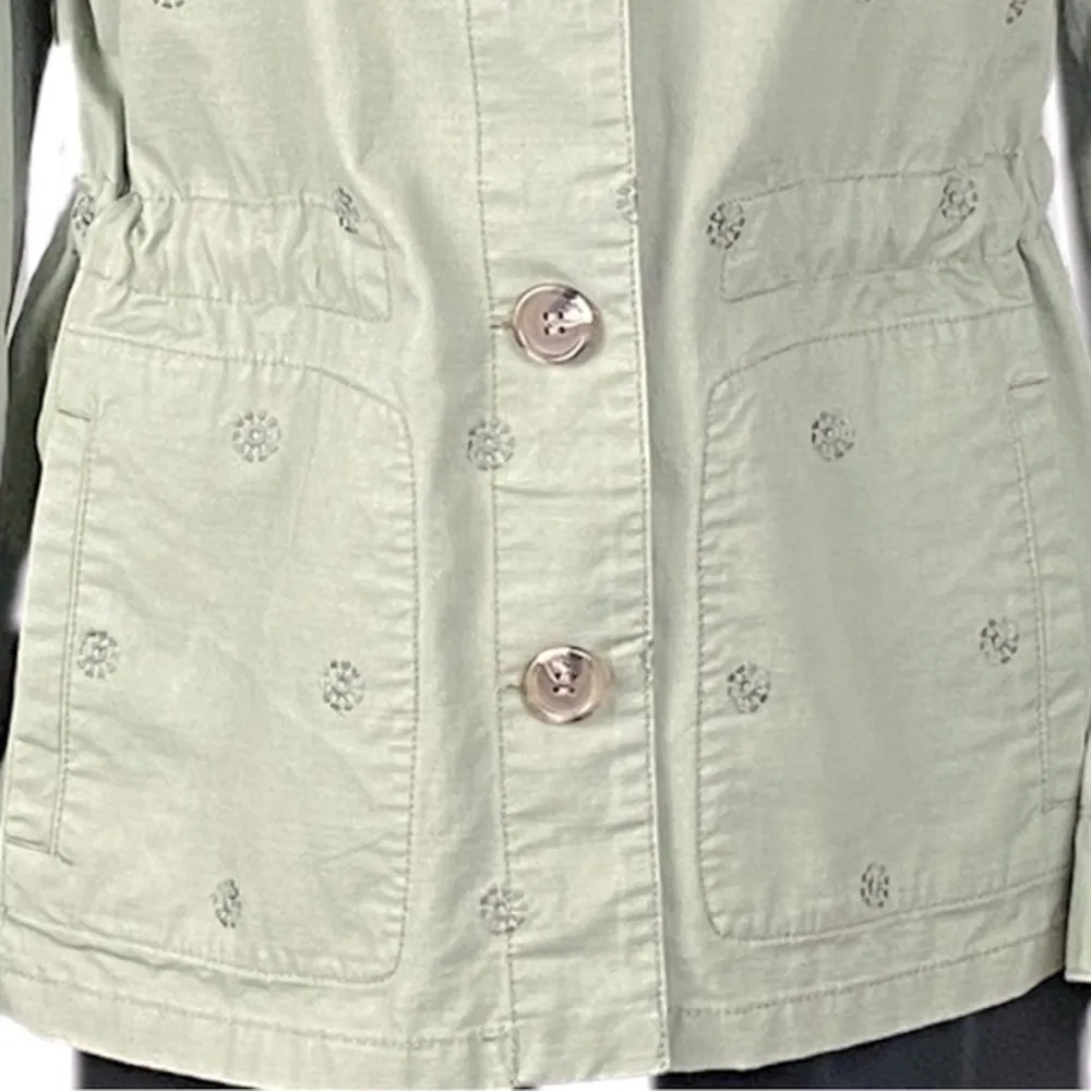 TALBOTS sage green 100% Cotton jacket with tie waist & POCKETS. SMALL. EUC - Image 4