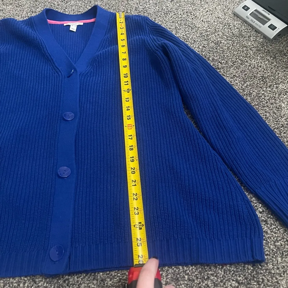 Isaac Mizrahi Live blue button up long sleeve cardigan sweater M - Image 4