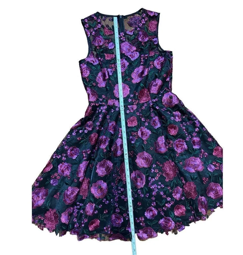 Tahari Arthur S. Levine Women's Sleeveless Fit & Flare Dress Floral Embroidery S - Image 11