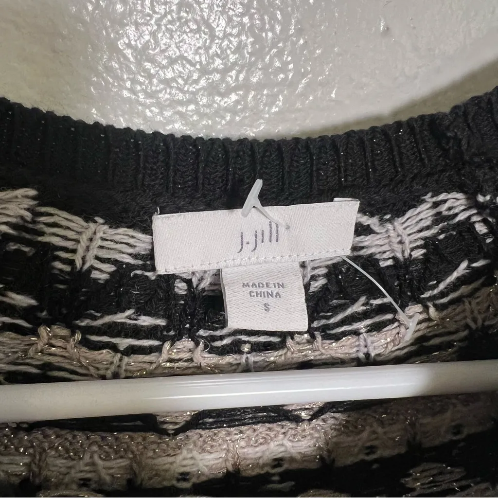 J. Jill Fair Isle Nordic Crewneck Sweater Black Sparkle S - Image 11